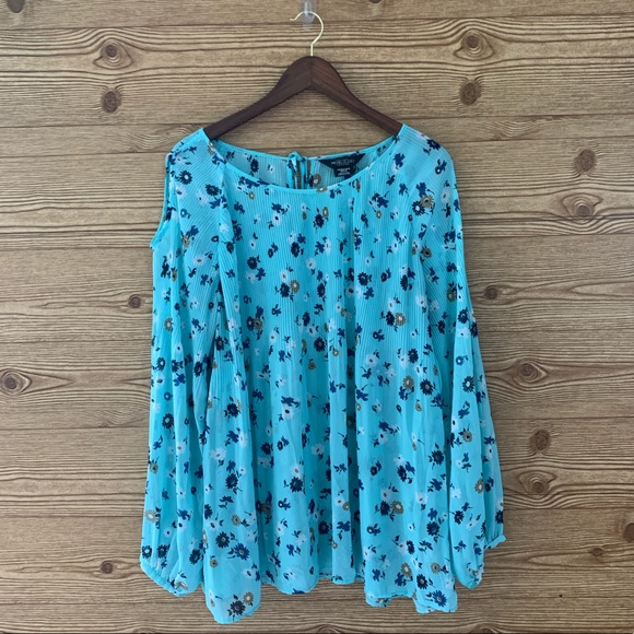 MICHEL STUDIO SHEER BLOUSE FLORAL 16 BOHO - Picture 2 of 9